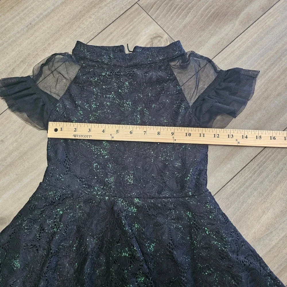 Wicked Paul Tazewell Girls Costume Dress Black Green Glitter Size L 10-12